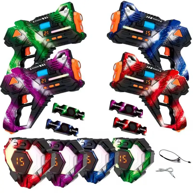 Oppladbart lasertag-sett for 4 spillere, med vester